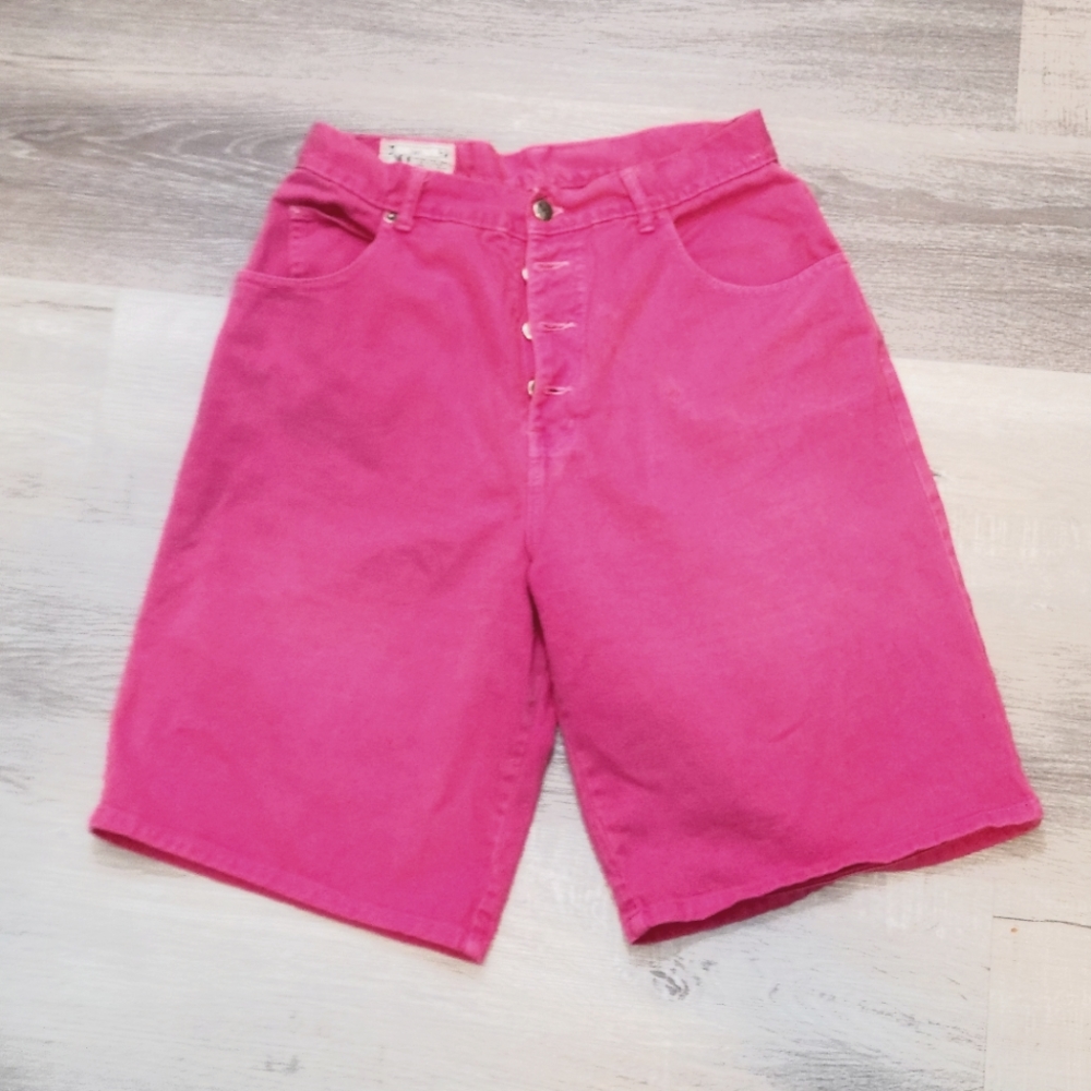 Kids Hot Pink Vintage Denim Bermuda Shorts